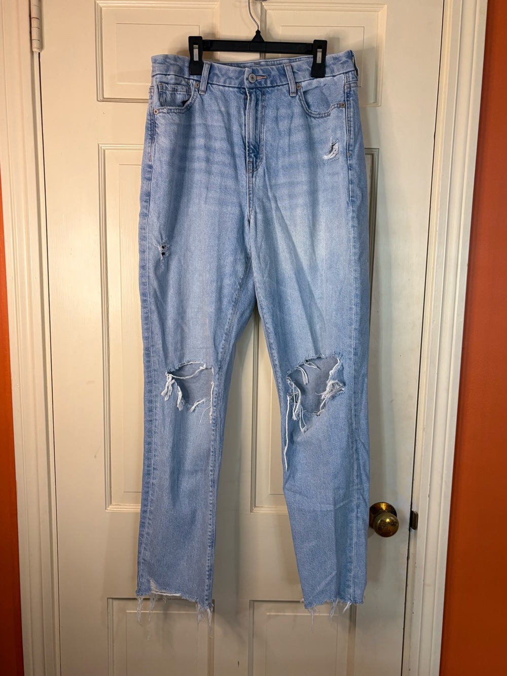 American Eagle Jeans Womens 10 Long Blue Denim Curvy Mom Jean Strigid High Rise